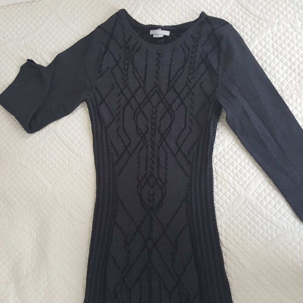 Beautiful Grey and Black Printed Sweater Dress